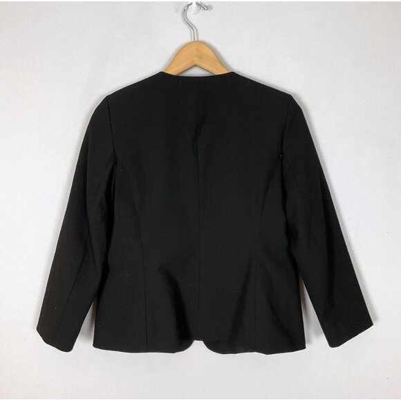 Ann Taylor Open Front Blazer Jacket Black Size 4 Petite Career Professional Wome - Picture 2 of 3